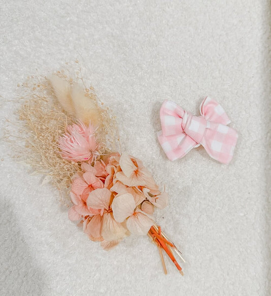 Baby Pink Gingham Mini Bow